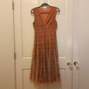 Max Studio Sleeveless Midi Dress - Orange and Cream